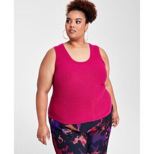 Nina Parker Trendy Plus Size 0X Ribbed Sweater Tank Top Pink